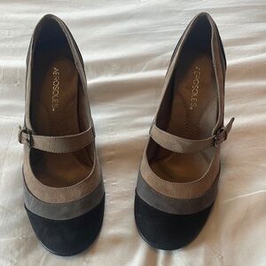 Aerosoles mink combo (tan, grey, black) suede 3” heels
